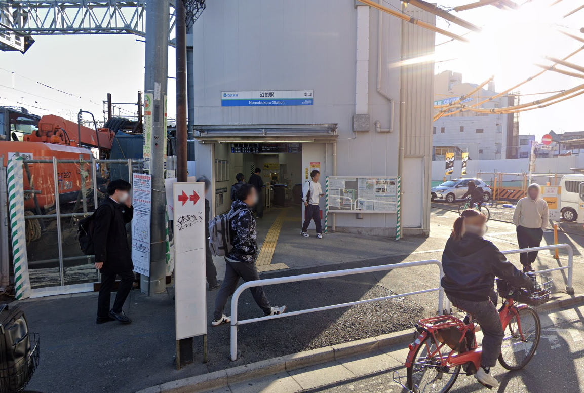沼袋駅を出る道順イメージ